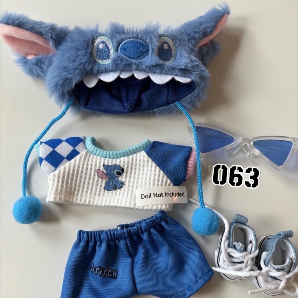 063, Five Piece Stitch Outfit with Glasses and Shoes for Labubu Doll(No Doll) - Picture 7 of 9